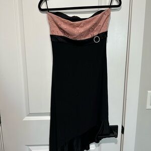 Black and Pink Strapless Dress